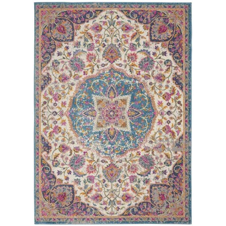 Palacedesigns 4 x 6 ft. Pink & Blue Floral Medallion Area Rug - Pink Blue - 4' x 6' PA3651279